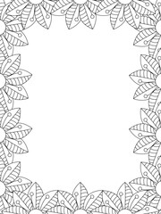 All these designs are hand-drawn and unique 
Flower Border is a Beautiful black and white illustration for aadult coloring book,
This is a printable Beautiful Zentangle Coloring page for KDP Interior,