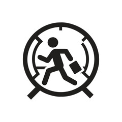 Man Running In Hamster Wheel Icon on white background