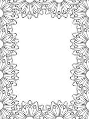 All these designs are hand-drawn and unique 
Flower Border is a Beautiful black and white illustration for aadult coloring book,
This is a printable Beautiful Zentangle Coloring page for KDP Interior,