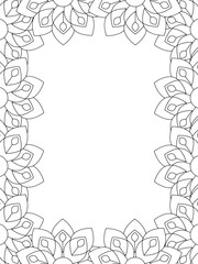 All these designs are hand-drawn and unique 
Flower Border is a Beautiful black and white illustration for aadult coloring book,
This is a printable Beautiful Zentangle Coloring page for KDP Interior,