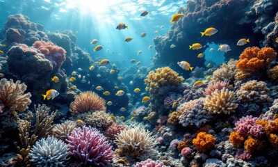 Colorful Fish and Coral Reef Underwater