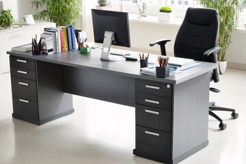 Modern Office Desk Setup with Comfortable Chair