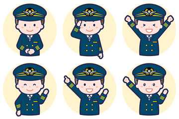 パイロットの男性のポーズセット_01