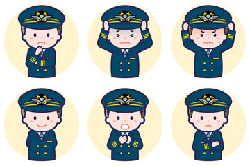 パイロットの男性のポーズセット_05