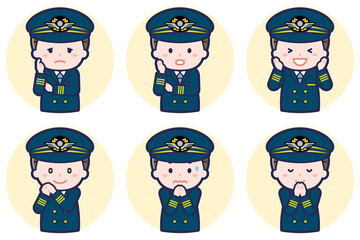 パイロットの男性のポーズセット_04