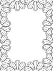 All these designs are hand-drawn and unique 
Flower Border is a Beautiful black and white illustration for aadult coloring book,
This is a printable Beautiful Zentangle Coloring page for KDP Interior,