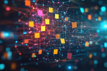 Abstract background with colorful notes. It can be used to represent ideas, data, or communication.