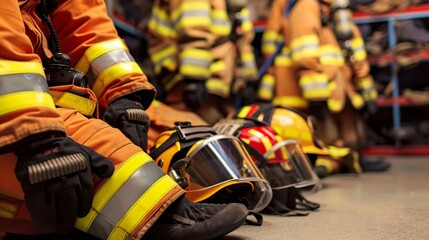 A firefighters bunker gear laid out and ready for use in case of an emergency.