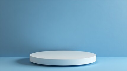 Minimalist Blue Display Podium with Smooth Curved Edges for Product Presentation : Generative AI