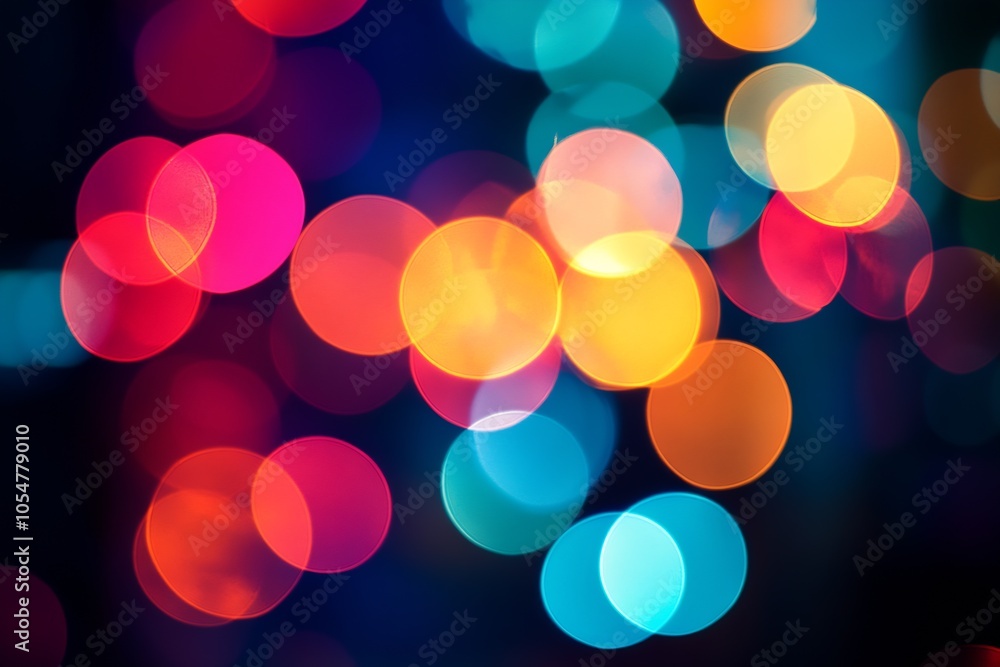 Poster vibrant bokeh lights with colorful circles for festive background : generative ai