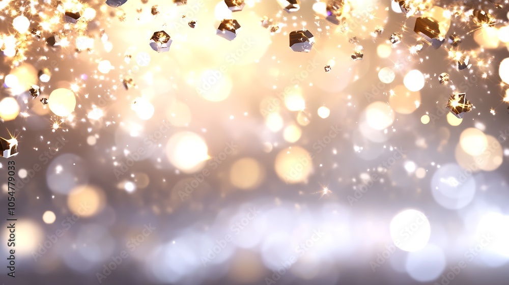 Poster Golden and Silver Bokeh Lights Creating a Dreamlike Shimmering Background for Festive Occasions : Generative AI