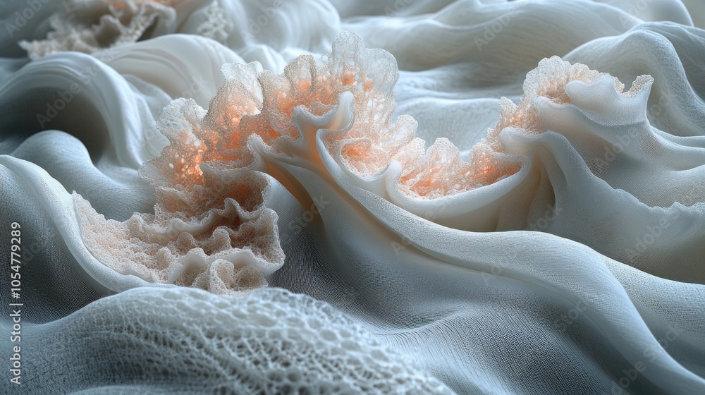 Poster abstract soft textures with delicate ruffles and subtle lighting.