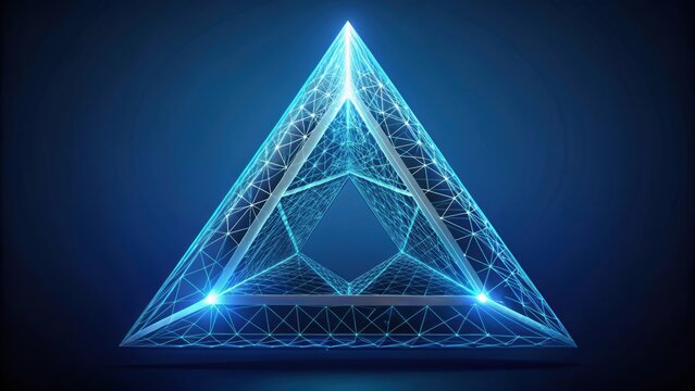 Abstract triangle shape in polygonal mesh wireframe style, polygonal, mesh, wireframe, abstract,triangle, shape, geometric