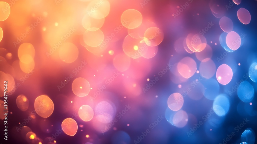 Leinwandbilder warm and cool toned bokeh background with sparkling light circles : generative ai