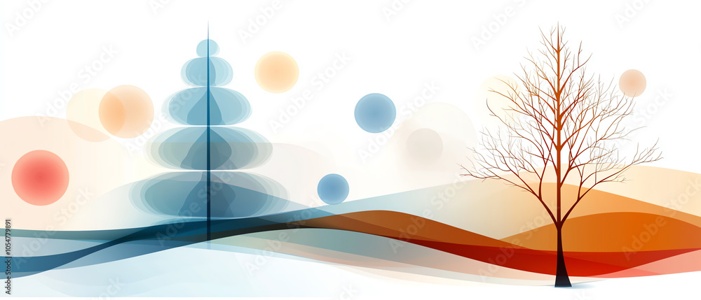 Poster exploring playful geometric patterns in bright abstract landscapes a fusion of nature and imaginatio