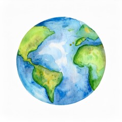 hand drawn paint watercolor earth isolated on white