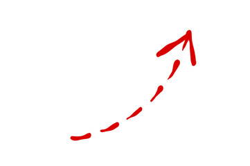 右肩上がりの赤い矢印の手描き風シンプルイラスト