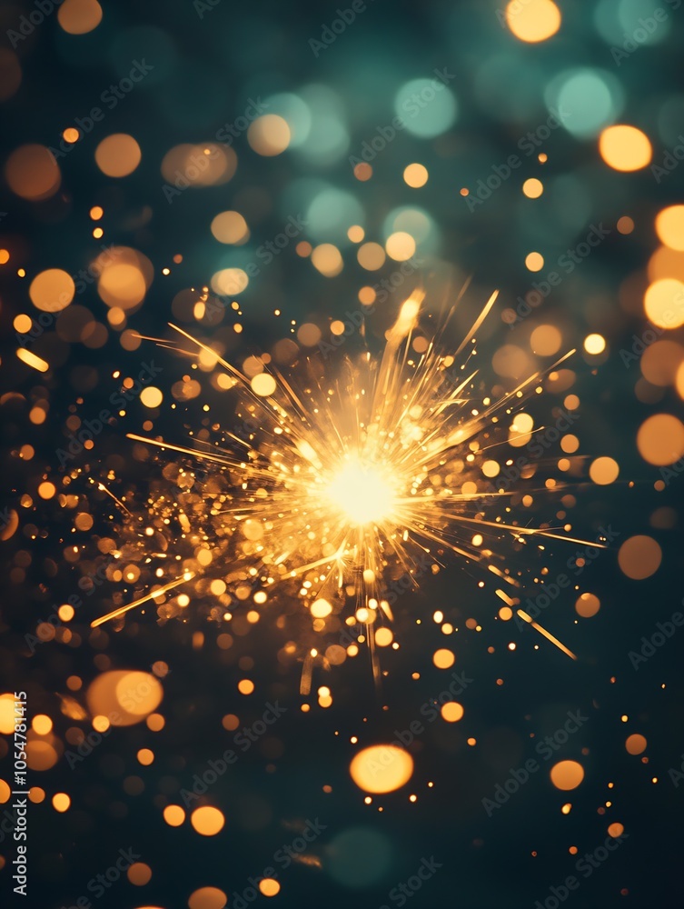 Poster Vibrant Sparkler Burst Captured with Bokeh Background for Festive Occasions : Generative AI