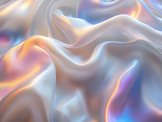 Obraz premium Clear iridescent plastic or holographic iridescent glass foil Abstract 3d pearlescent gradient drop