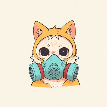 recommend clip art: Cute Cat in a Gas Mask