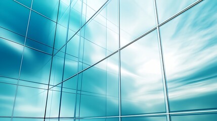 Fototapeta premium Blue sky reflection in modern glass building architecture concept and futuristic urban design : Generative AI