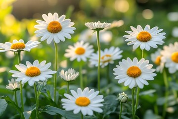 Obraz premium Sunny Daisies Blooming in a Vibrant Spring Garden : Generative AI