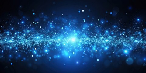 Obraz premium Dark blue abstract background with glowing particles , abstract, background, blue, dark, glow, particle, design, digital