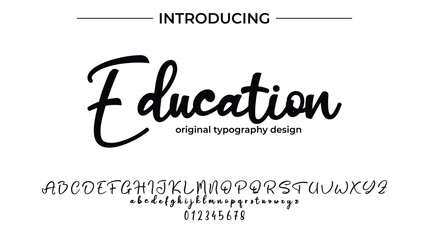 Education Font Stylish brush painted an uppercase vector letters, alphabet, typeface