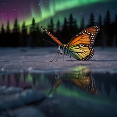 Obraz premium Celestial Butterfly Dreams, A Night Sky Journey.