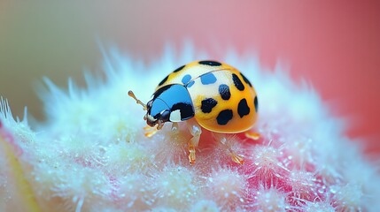 Fototapeta premium CloseUp of Colorful Ladybug on Flower for Nature and Animal Enthusiasts and Macro Photography Lovers : Generative AI