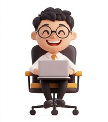 Happy Businessman Laptop.