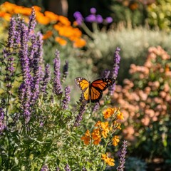 Obraz premium Butterfly garden with pollinator plants