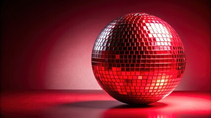 Red disco ball on isolated background, disco ball, red, shiny, reflection, party, nightclub, dance, colorful