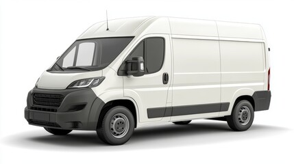 White Delivery Van Isolated on White Background Commercial Vehicle Transportation