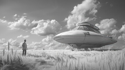 Bring together the essence of rural life and futuristic technologies in side-view images Let black and white photography add depth and mood