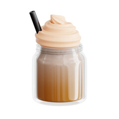 3d illustration of coffee shop. 3d icon of Frappe. 3d elements