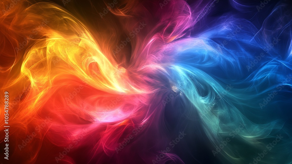 Poster Dynamic Colorful Smoke Swirls in Vibrant Abstract Pattern : Generative AI