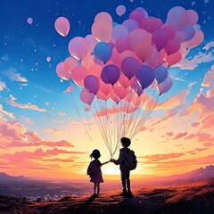 幻想的な空と喜び