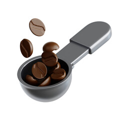 3d illustration of coffee shop. 3d icon of Coffee Measuring Spoon. 3d elements