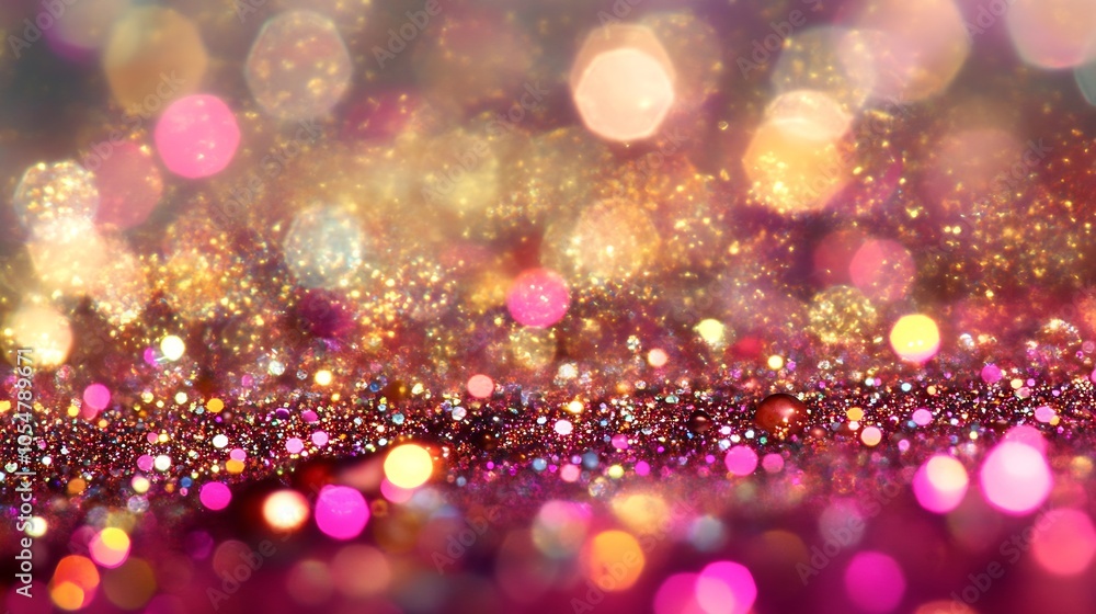 Poster Vibrant Multicolored Abstract Background with Glittering Bokeh Lights for Festive and Decorative Designs : Generative AI