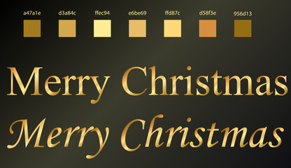 Merry Christmas text. Xmas calligraphic inscription. Christmas handwritten lettering. Xmas text isolated on Glod for postcard, poster, banner design element.