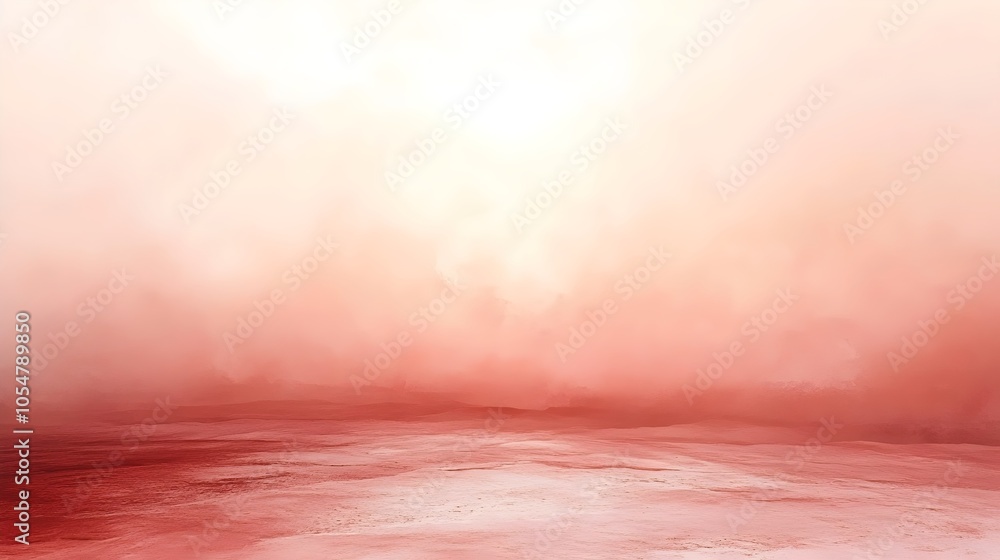 Poster a serene landscape bathed in soft red hues, creating a calming and ethereal atmosphere that feels bo