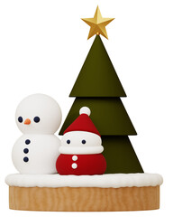 3D素材_サンタクロース_クリスマスツリー