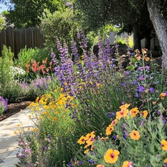 Obraz premium Garden with a blend of perennials and annuals