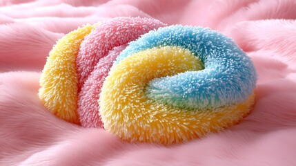 Colorful Soft Knitted Textured Yarn with Multicolored Pastel Shades : Generative AI