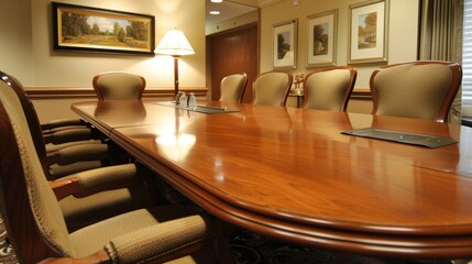 The private room has a large oval table with comfortable swivel chairs.
