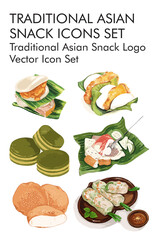 Traditional asian snack logo vector icon set 
