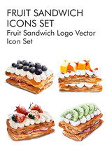 Fruit sandwich logo vector icon set 