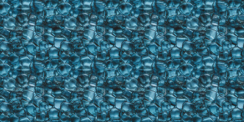 Seamless Pattern Texture Background: A close-up, top-down view of abstract transparent blue glass, filling the entire frame