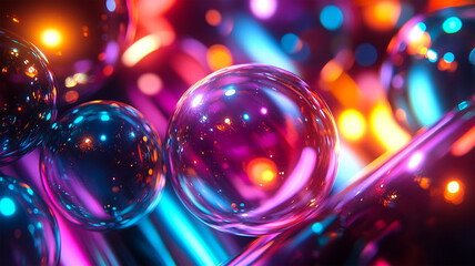 Holographic background with glass shards. Rainbow reflexes in pink and purple color.